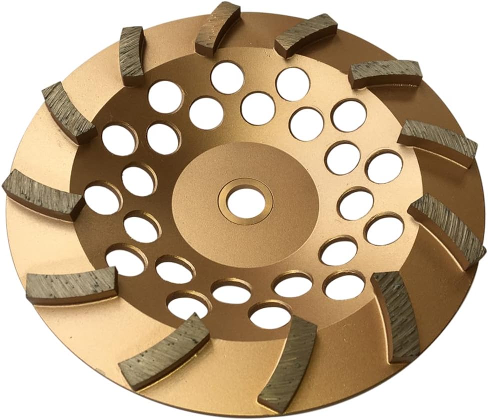 7" Diamond Grinding Wheels for Concrete or Masonry, 12 Turbo Segments, #30/40 Grit, Medium Bond, 7/8"-5/8" Arbor