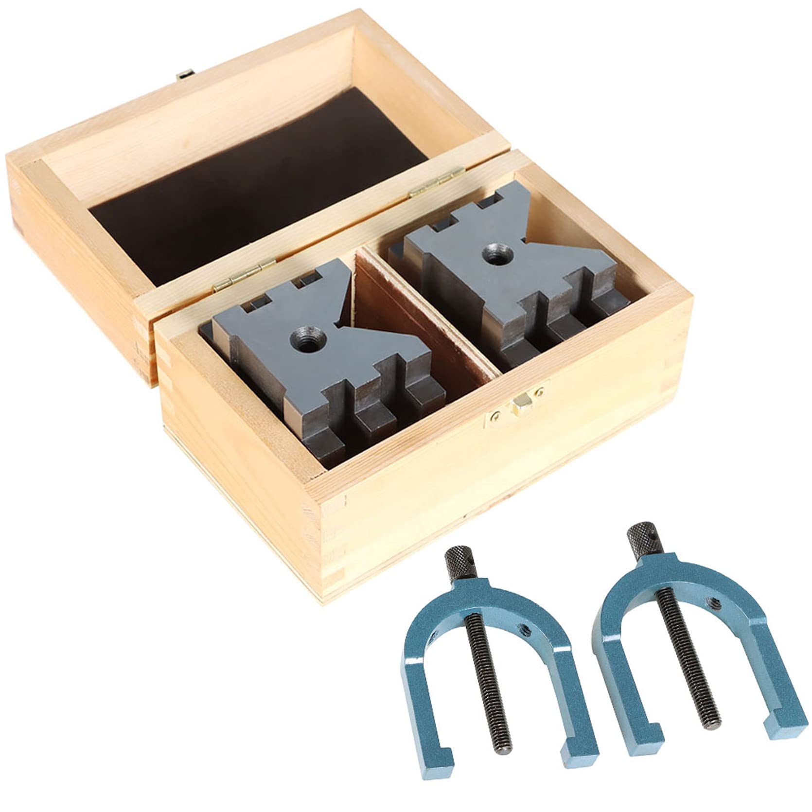 TINVHY 2-3/8 x 2-3/4 x 2 Multi-Use V-Block and Clamp Machinist Set with Box, Hardened Steel 303-5219 M-image-25