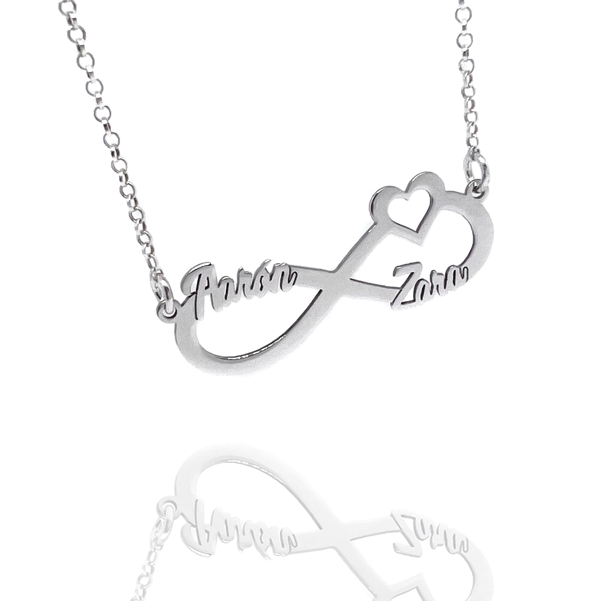 Collar Infinito con Nombres Personalizado en Plata de Ley 925/1000. Regalo Día de la Madre. San Valentin. Navidad-Personalizado