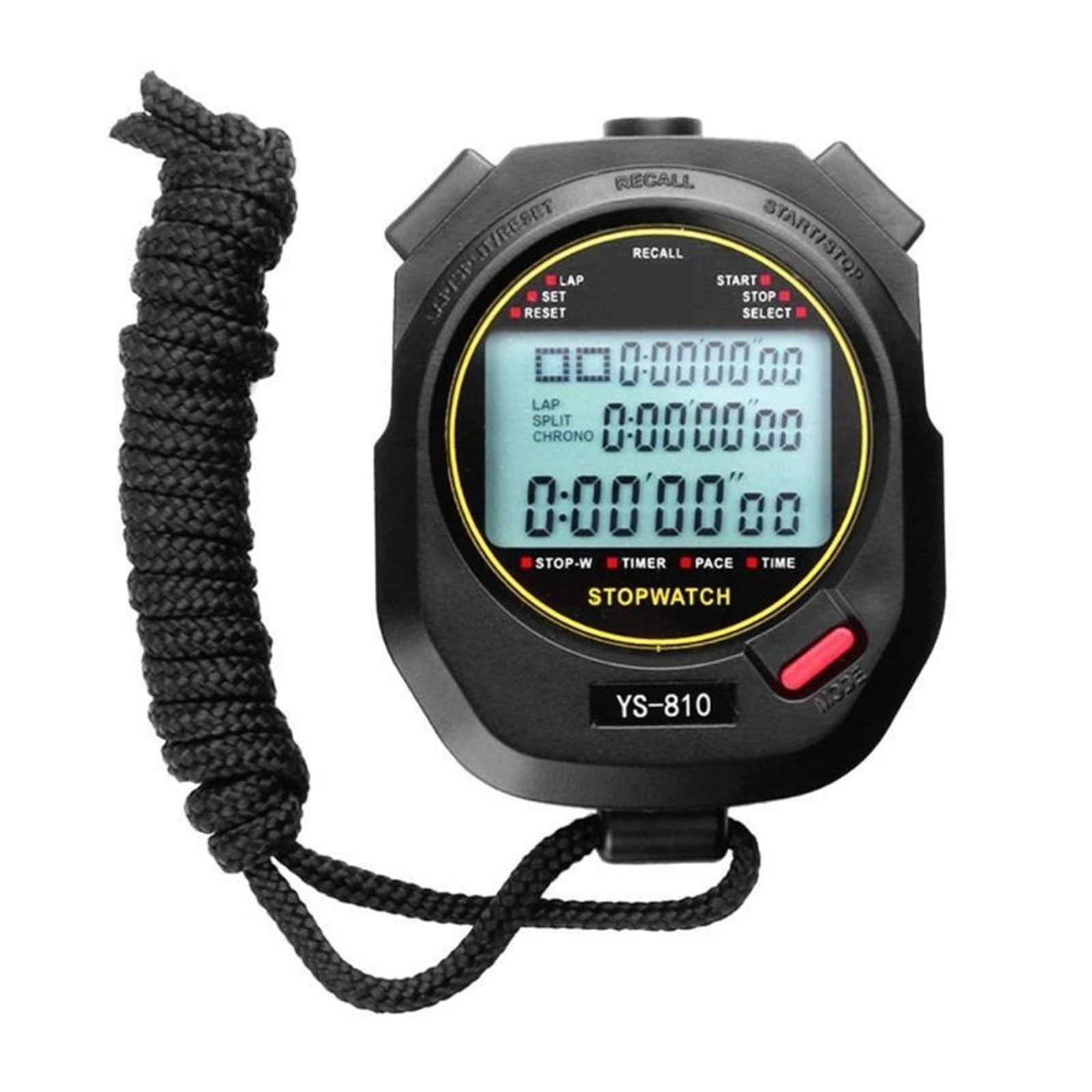 Digital Stopwatch Timer Multifuction Portable Outdoor Sports Running Training Chronograph Stop Watch Precision Timing(Balck 100 Tracks)