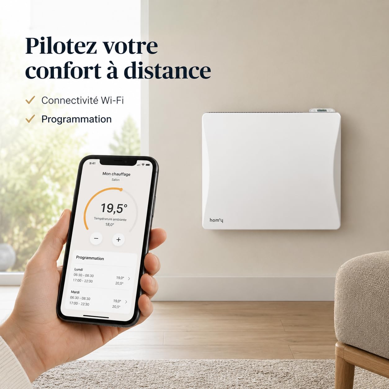 BESTHERM - Radiateur électrique fixe connecté WIFI à inertie sèche fonte 1500W ALOA CONNECT horizontal blanc
