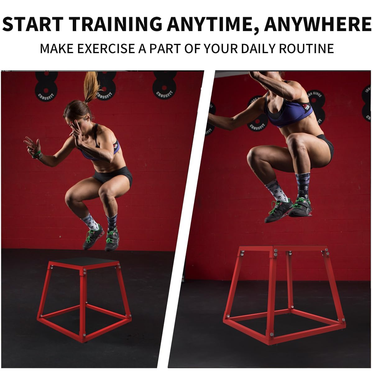 GarveeHome Stackable Steel Plyometric Jump Box Set – Multi-Height 12/18/24/30in Platforms – Anti-Slip Surface – Dur
