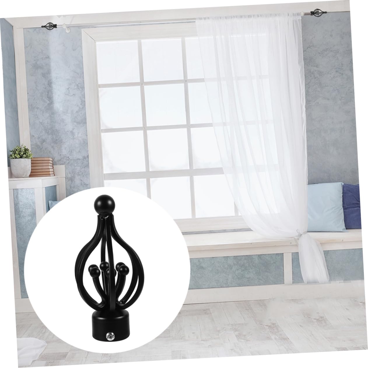 Pommeau de Cage Torsadée pour Tringle à Rideaux 28mm, Fer, 4 Pièces