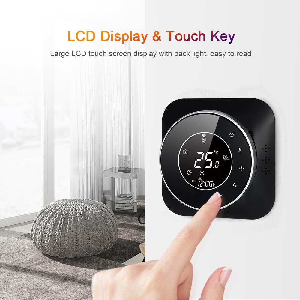 95-240 V Wi-Fi Smart Termostato programmabile 5 + 1 + 1 Sei periodi Controllo vocale APP Retroilluminazione Scaldabagno LCD Regolatore termico compatibile con Amazon