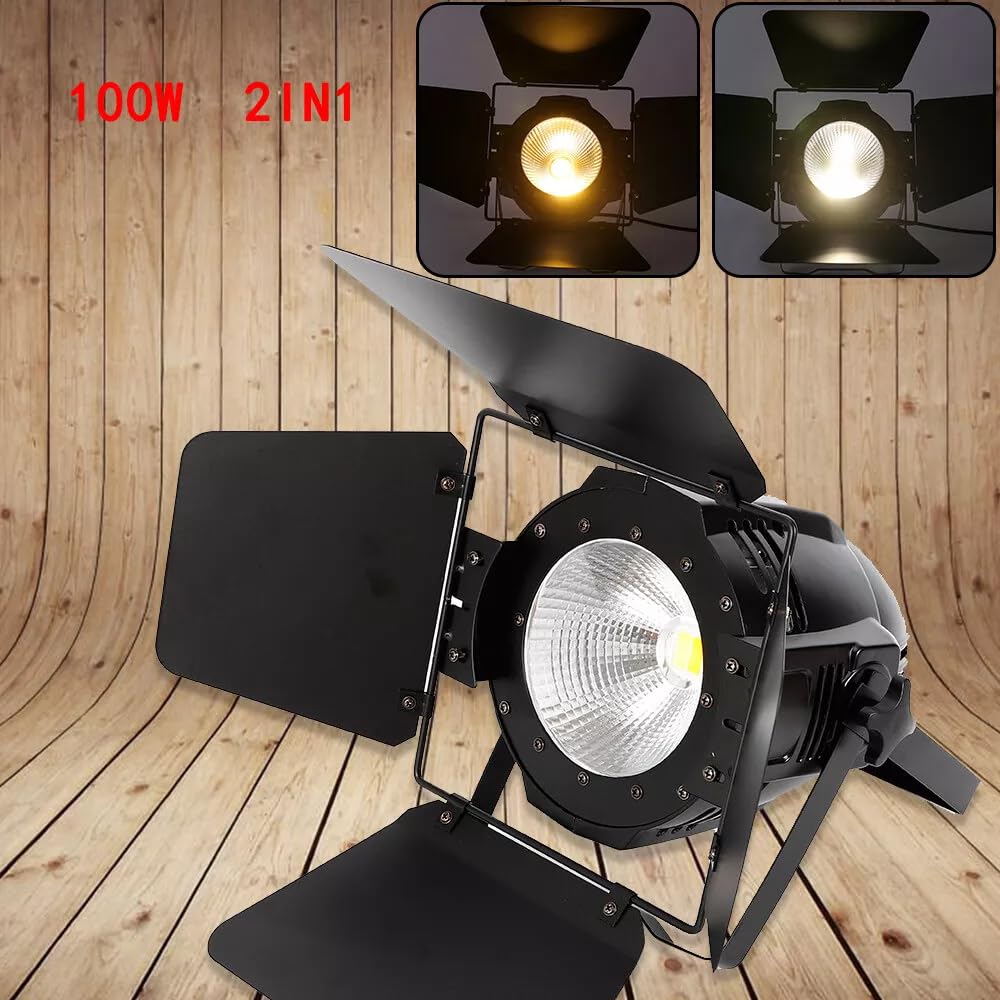 100W COB LED Bühnenbeleuchtung 2 in1 DJ Par Licht Theaterscheinwerfer Kinolampe Scheinwerfer Bühnenlicht Strahler Warmweiß/Kaltweiß Lichteffekt Studioleuchte