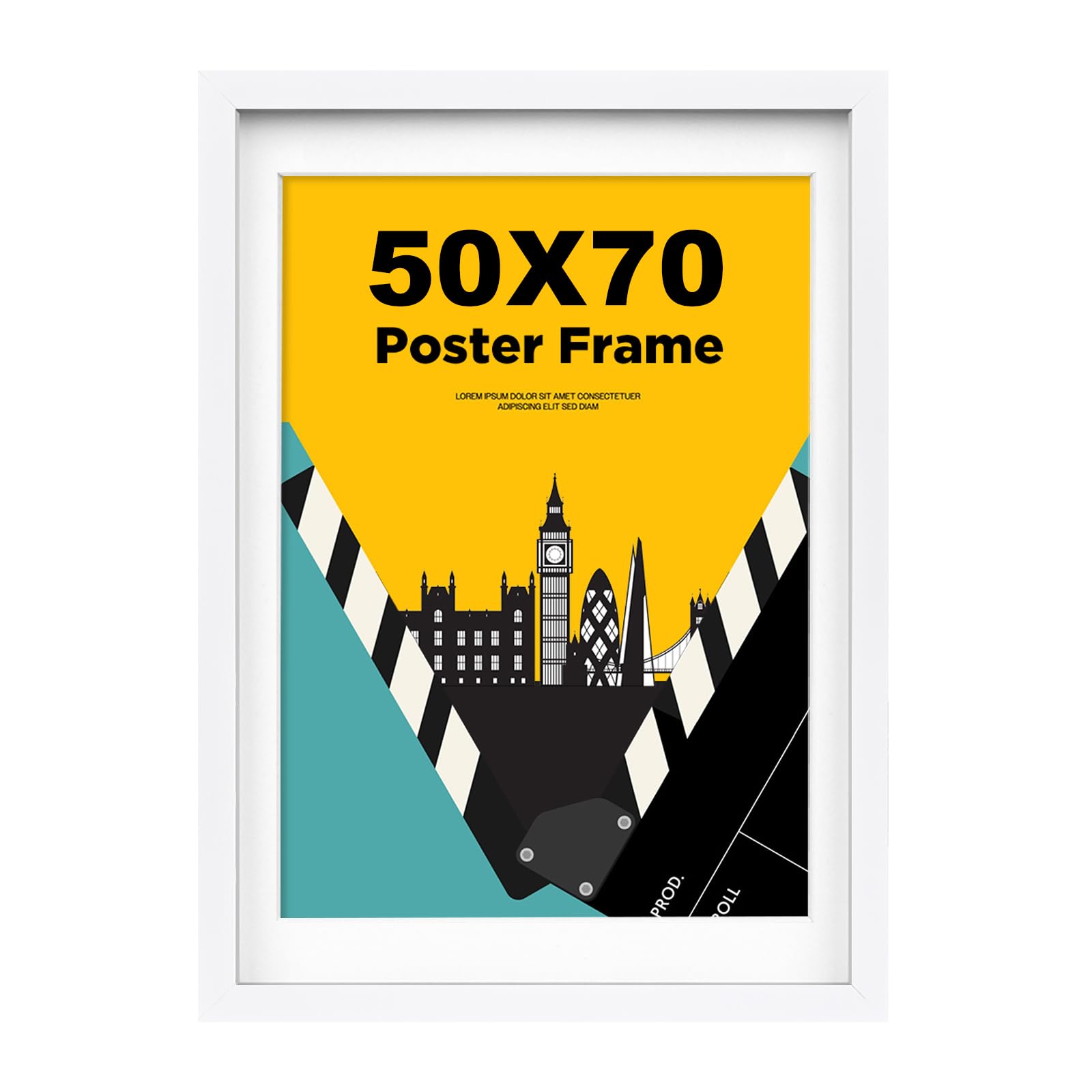 EGOFINE 50x70cm Frame,100% Solid Wood Frame, 500x700mm Picture Frame Matted for A2, Large 20x28 inch Photo Frame with Acrylic Glasss Wall Mount Frames, white