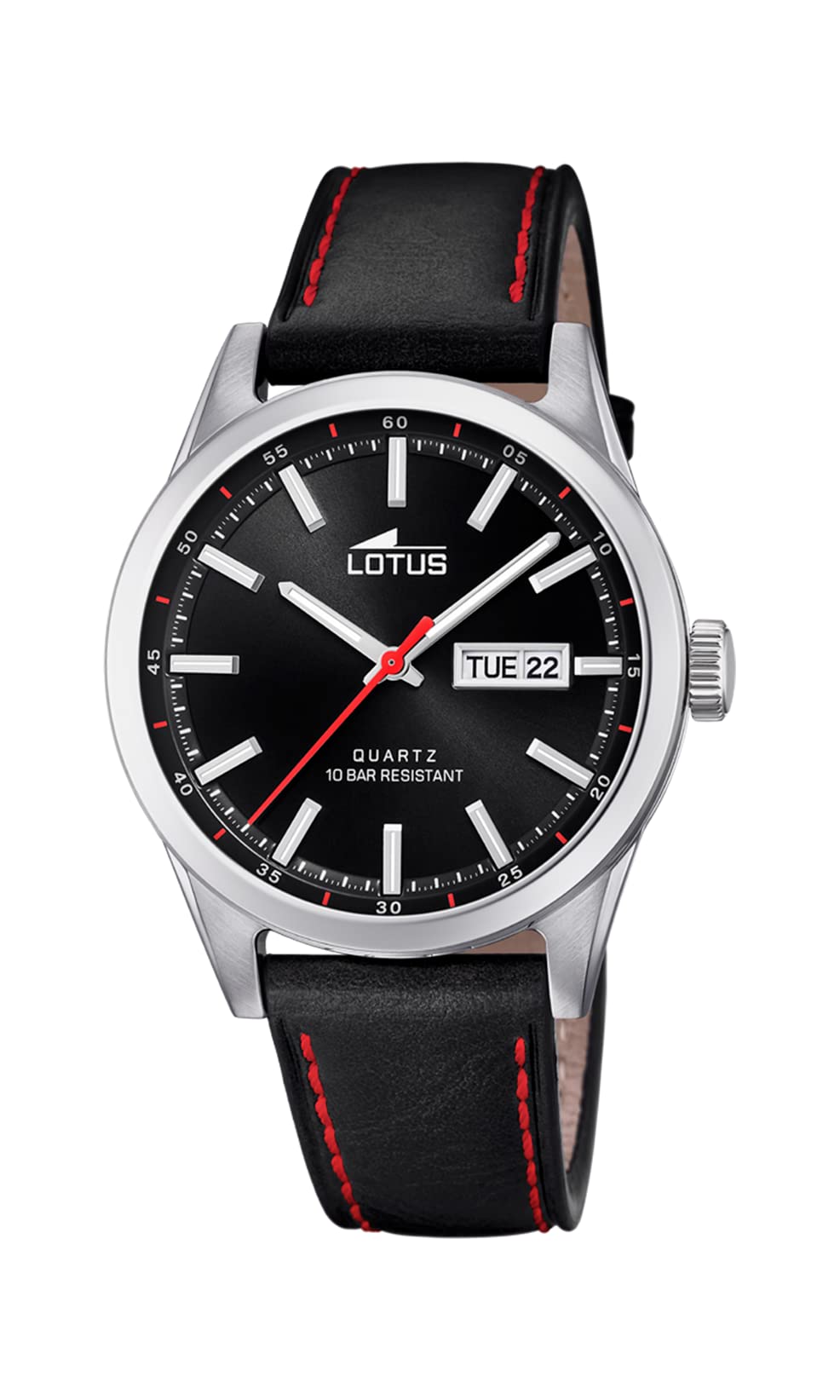 LOTUS Reloj Hombre 18671/4 Acero Clasico Caja de Acero Inoxidable 316l Plateado Correa de Cuero Negro