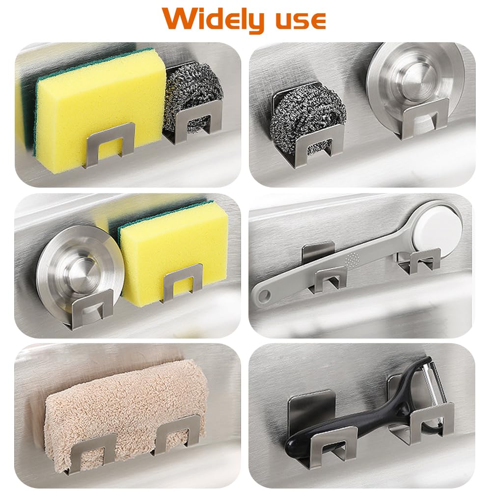 Portaspugna Autoadesivo Da Cucina - 12 Pezzi In Acciaio Inox, Nero - Foto 6