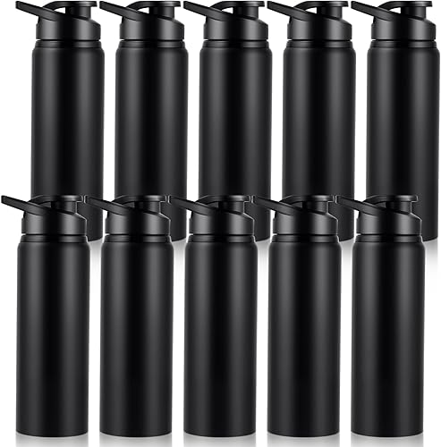 10 botellas de agua de aluminio, botellas de aluminio reutilizables de 24 onzas, botella de agua para deportes al aire libre con tapas a presión,