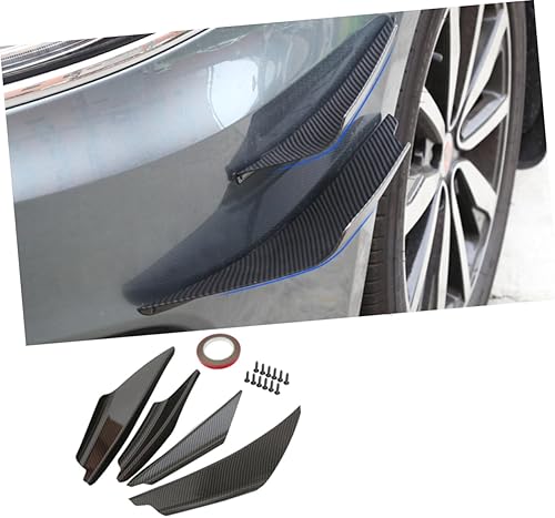 Miniatura 7 de VICASKY Alerón delantero de fibra de carbono, juego de 4 piezas, ajuste universal para automóviles, material ABS, accesorio fácil de instalar