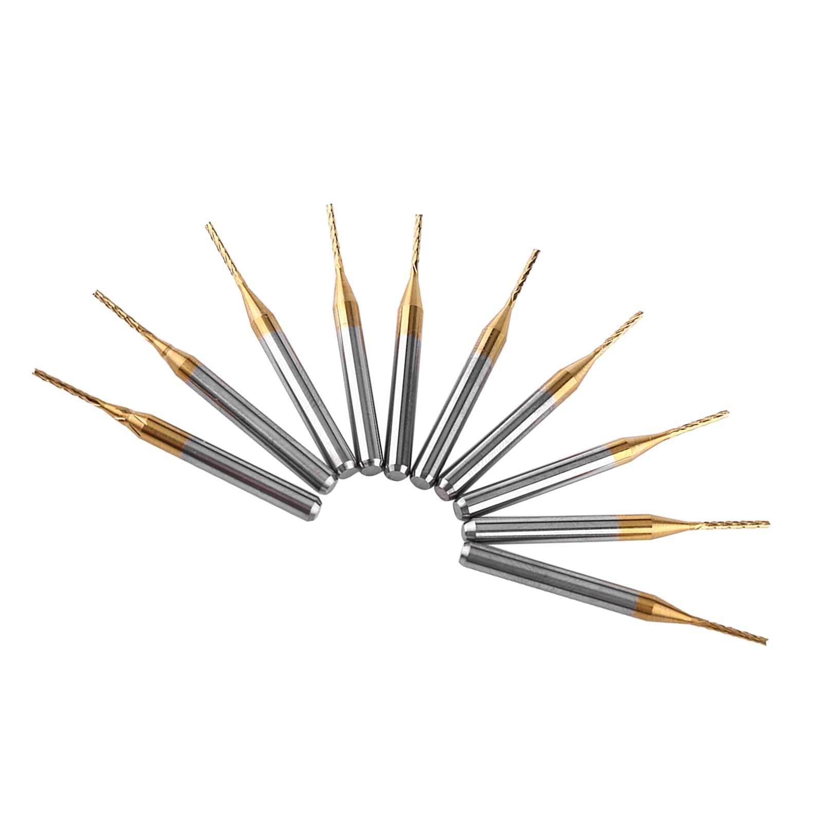 10 Pièces Fraise en Bout 3.175mm X 1mm Revêtement en Titane Fraise en Bout de Carbure de Tungstène Mèches de Gravure Fraise pour Circuits Imprimés, Métal, Plastiques