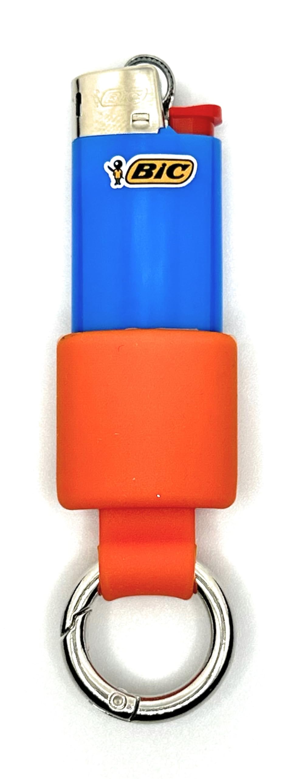 Mini BIC Keychain Lighter Holder with Spring Clip | J5 Orange Pouch Sleeve Case for Small BIC Lighters | 10 Color Options | Lighter Not Included (Orange)