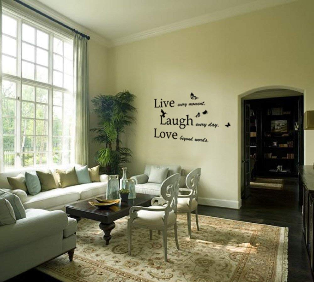 Walplus Wall Stickers Quote"Live Laugh Love" Removable Self-Adhesive Mural Art Decals Vinyl Home Decoration DIY Living Bedroom Office Décor Wallpaper Kids Room Gift, Multi-Colour