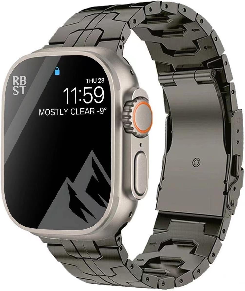 Titanium Band Compatible for Apple Watch 46mm Series 10 Ultra 2 49mm 45mm 44mm 42mm 41mm 40mm 38mm,Titanium Metal Strap Compatible for iWatch SE Series 9 8 7 6 5 4 3 2 1, Black 38mm