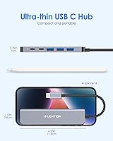 Vista 9 de LENTION Hub USB C multipuerto con puerto HDMI 4K, 3 puertos USB-A, puerto de datos USB-C, 100 W PD, divisor USB compatible con MacBook Pro/Air/Neo