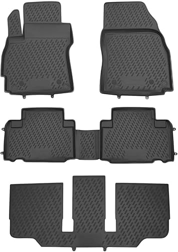 OMAC Alfombrillas para Mazda 5 2010-2015, juego de forro 3D de asiento delantero y de segunda fila, para todo tipo de clima, ajuste personalizado,