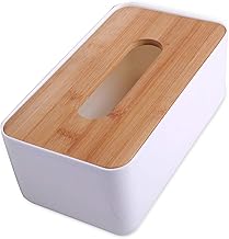 Vile Enterprise® 1pc Square Shape Wooden Cover Plastic Tissue Box Holder | Paper Napkin Holder Case | Tissue Holder Dispenser Organizer for Car Decor Home Room Hotel