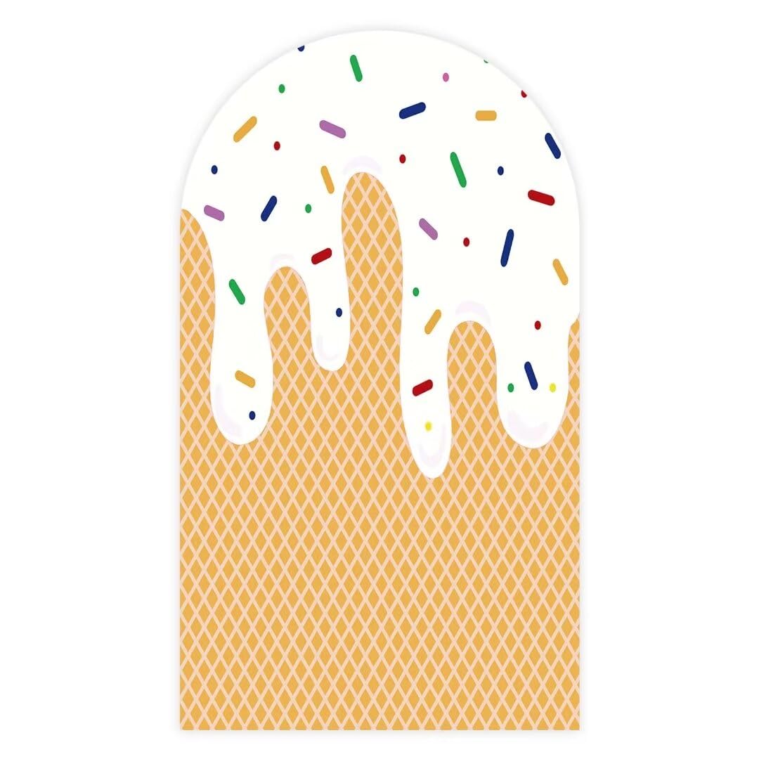 Aerdce White Cream Waffles Arch Cover Round Top Spandex Arch Stand Backdrop Cover Fitted Fabric for Birthday Party Baby Shower Wedding Decoration(Only