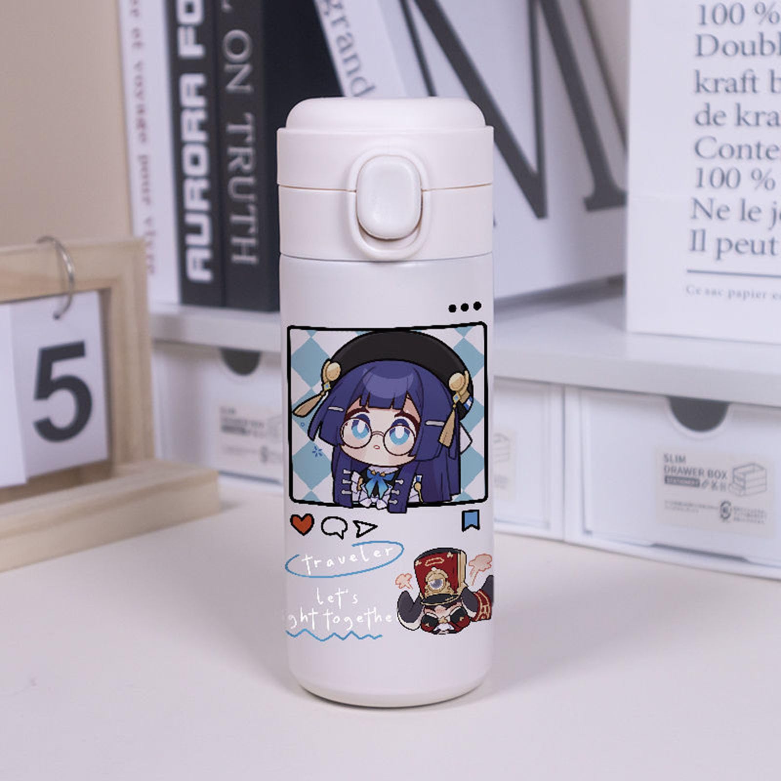 Honkai Star Rail Imbibitor Lunae Topaz Anime Patterns 304 Stainless Steel Thermal Mug Vacuum Flask Pelageya White