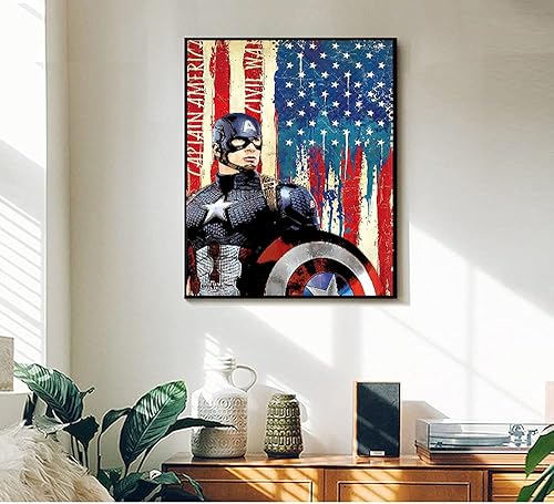 Miniatura 3 de SaxSauly Kit de pintura de diamante 5D para manualidades de superhéroes y bandera por números para adultos y niños, con diamantes de imitación de