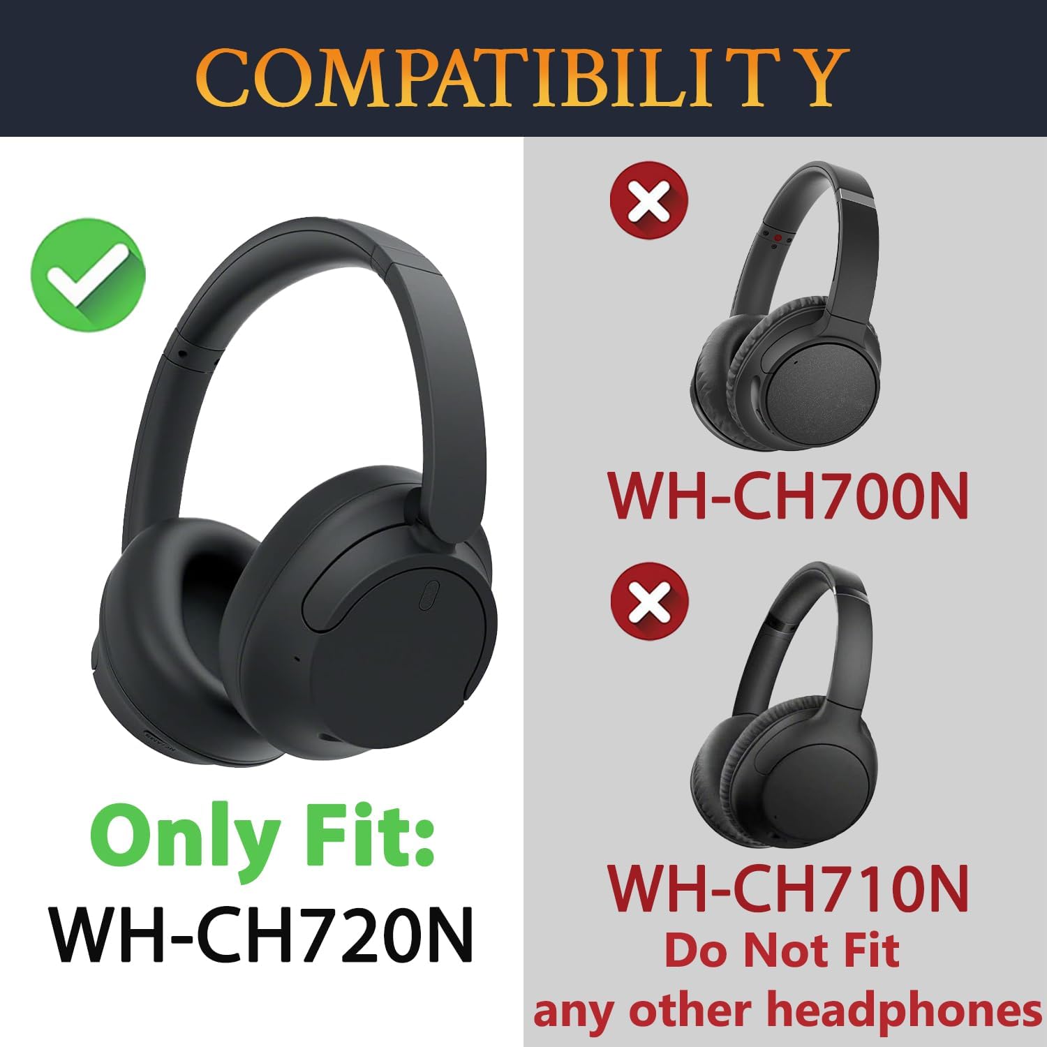 SOULWIT Headband Hinge Swivel Rotation Joint Pivot Replacement Parts for Sony WH-CH720N(WHCH720N) Noise Canceling Wireless Headphone, Plastic Hanger Bracket Attachment Accessories - Black