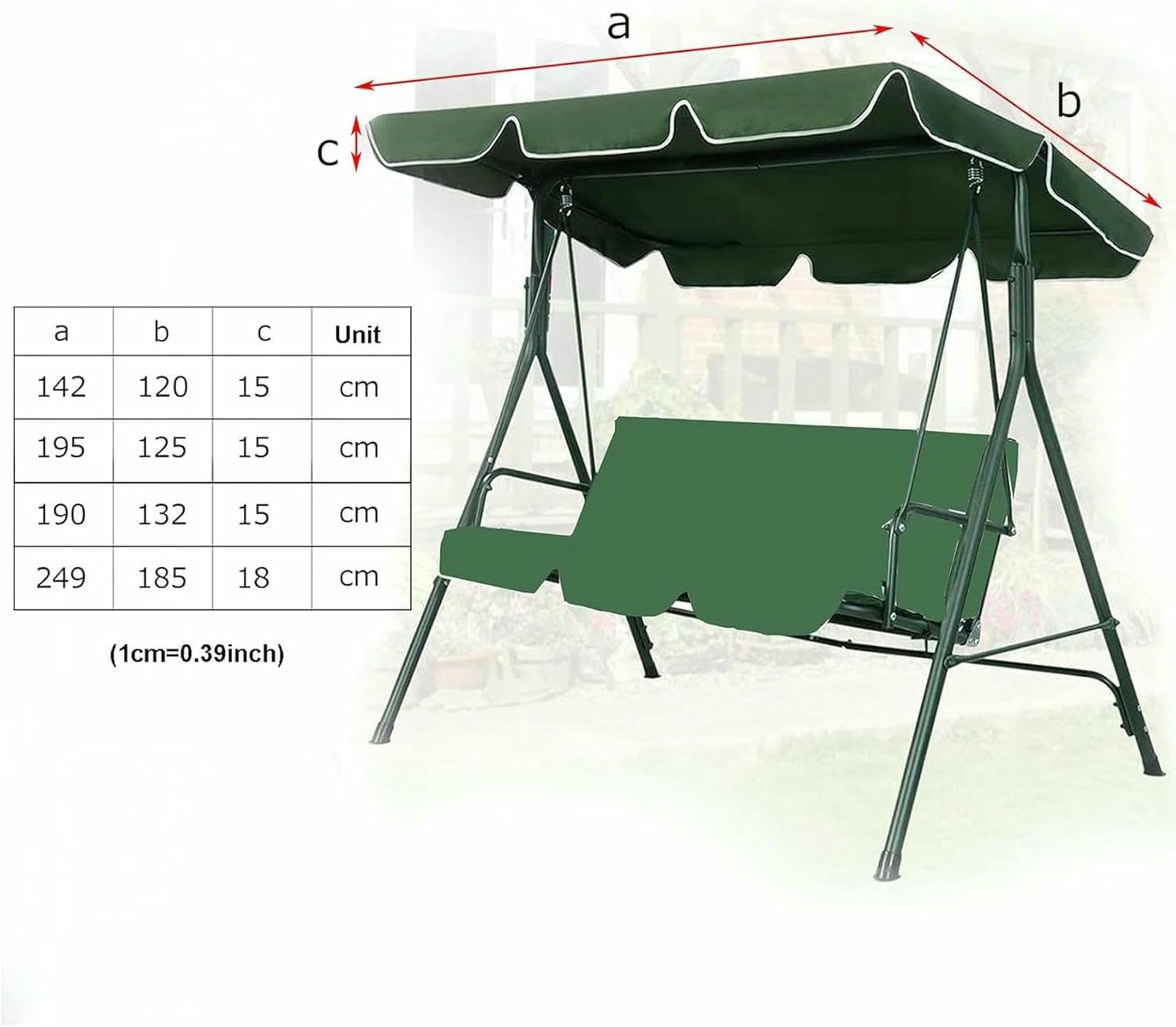 Copertura per altalena da veranda, copertura di ricambio per altalena in tessuto Oxford 210D impermeabile, copertura per altalena da giardino, tenda da sole per esterni (altalena non inclusa) ~/