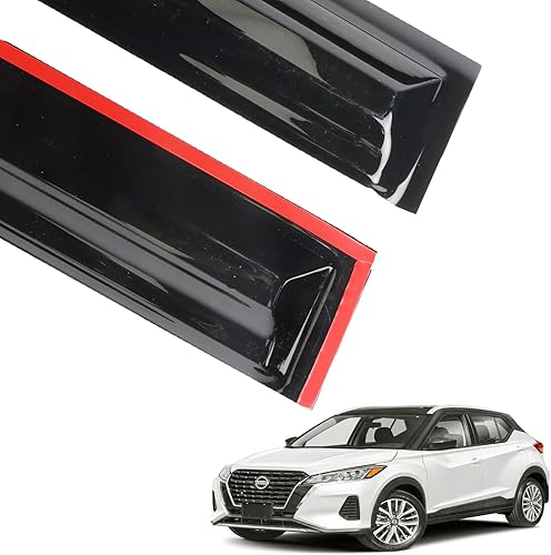Miniatura 4 de Viseras de ventana, deflector de protección contra la lluvia para Nissan Kicks 2018, 2019, 2020, 2021, 2022, 2023, 2024, 4 unidades, deflectores de