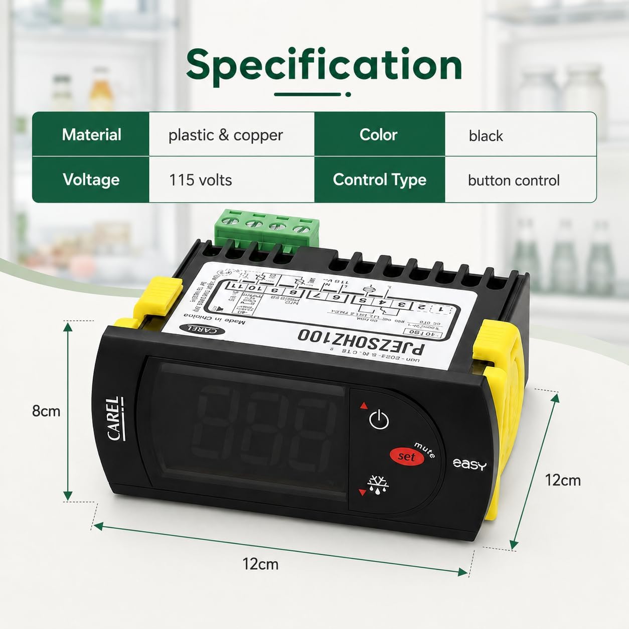 PJEZS0H100 Temperatur Controller Fit for Carel and All Refrigerator Types Digital Precision Thermostat Controller 115V with Temperature Sensor Probe & 2 NTC Probes and Mounting Hardware Instructions