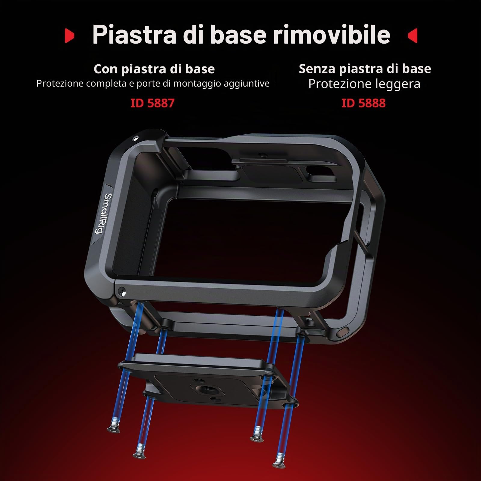 SMALLRIG Cage per DJI Osmo Action 6 (Advanced Edition), gabbia per fotocamera in lega di alluminio con attacco a slitta, cinturino da polso, copriobiettivo, accessori per Action 6-5887