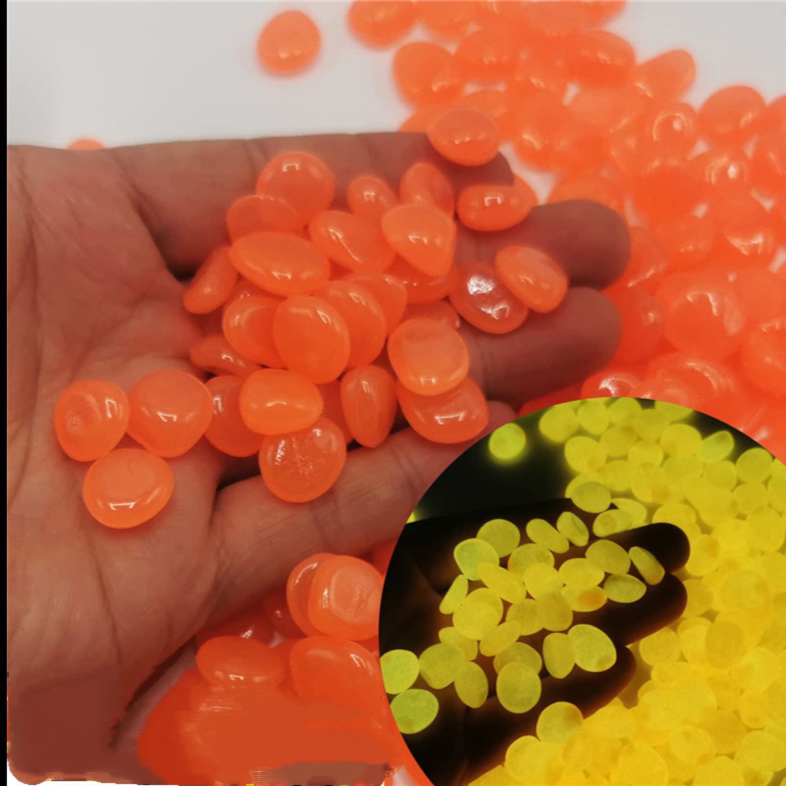 600PCS Glow in The Dark Pebbles,Fruity Pebbles,Garden Decoration Pebbles Courtyard Sidewalk Decoration, Decorative Luminous Stone.