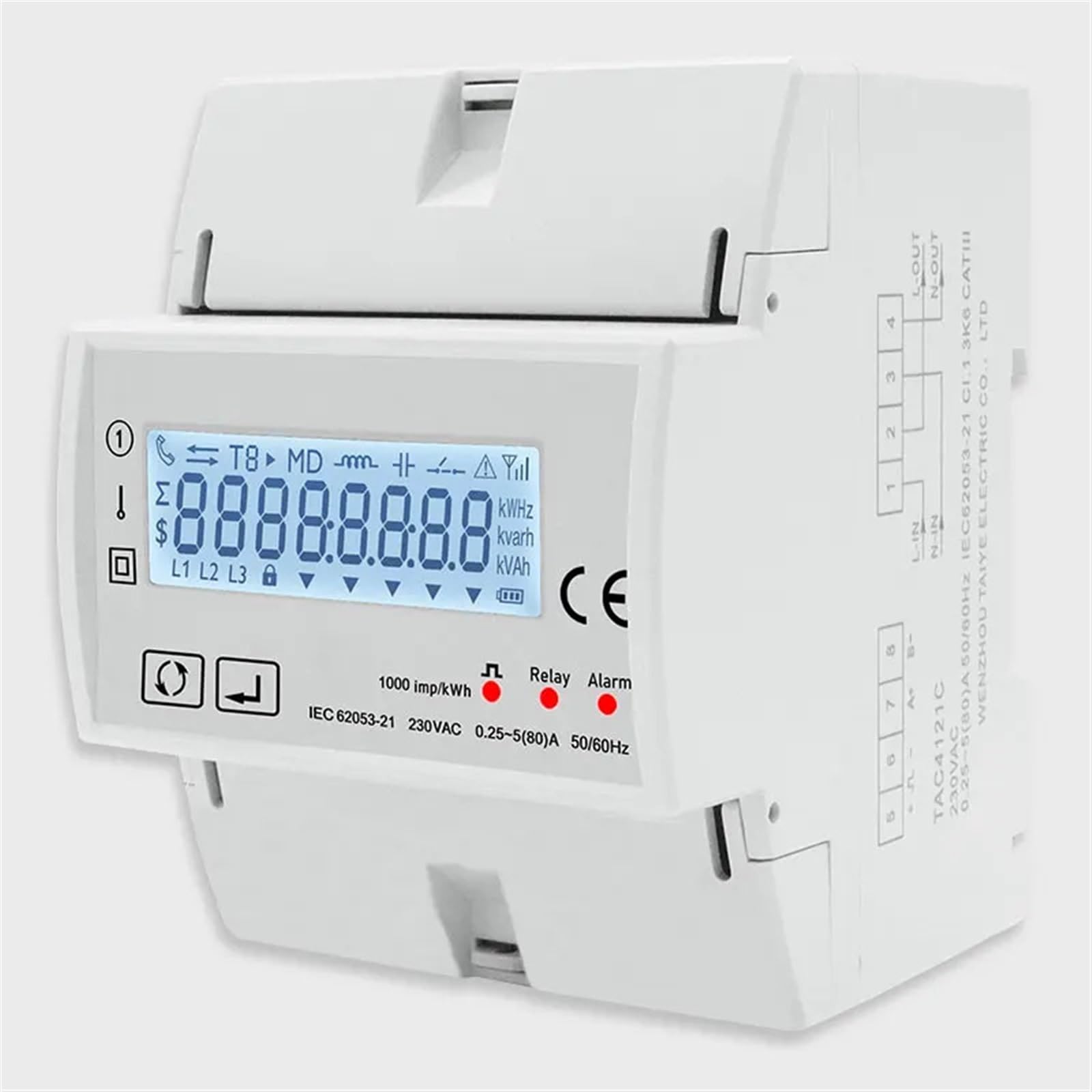 Voltmètre ampèremètre contre les surcharges 230V wattmètre TAC4121C - 6
