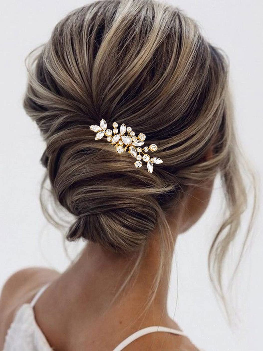 JAKAWIN Bride Wedding Hair Comb Crystal Hair Piece Rhinestone Bridal Hair Accessories for Women HC042 (Gold) - Image 4