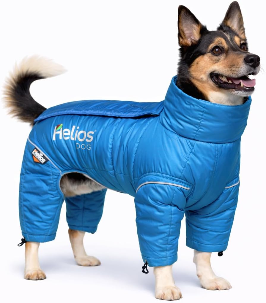 DOGHELIOS 'Thunder-Crackle' Full-Body Bodied Waded-Plush Adjustable and 3M Reflective Pet Dog Jacket Coat w/ Blackshark Technology, Small, Blue Wave