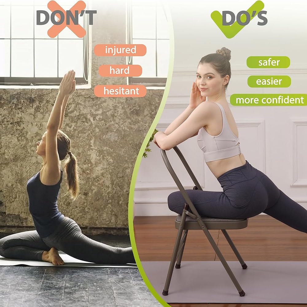 Tragbarer faltbarer Yoga-Stuhl für Anfänger, Iyengar Balance-Werkzeug zur Linderung von Rückenschmerzen, leichte Unterstützung für Zuhause und Studio, perfektes Yoga-Zubehör (blau)