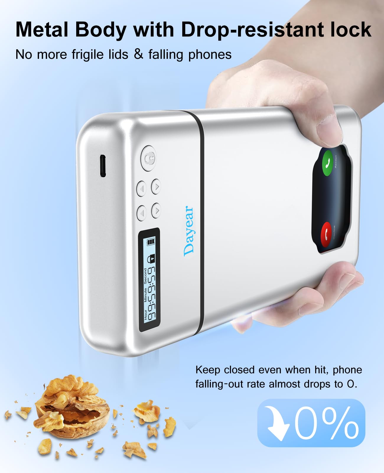 Dayear Metal Phone Lock Box, Safe Timed Lock Box for iPhone/Android, phone prison with Timer - Image 2