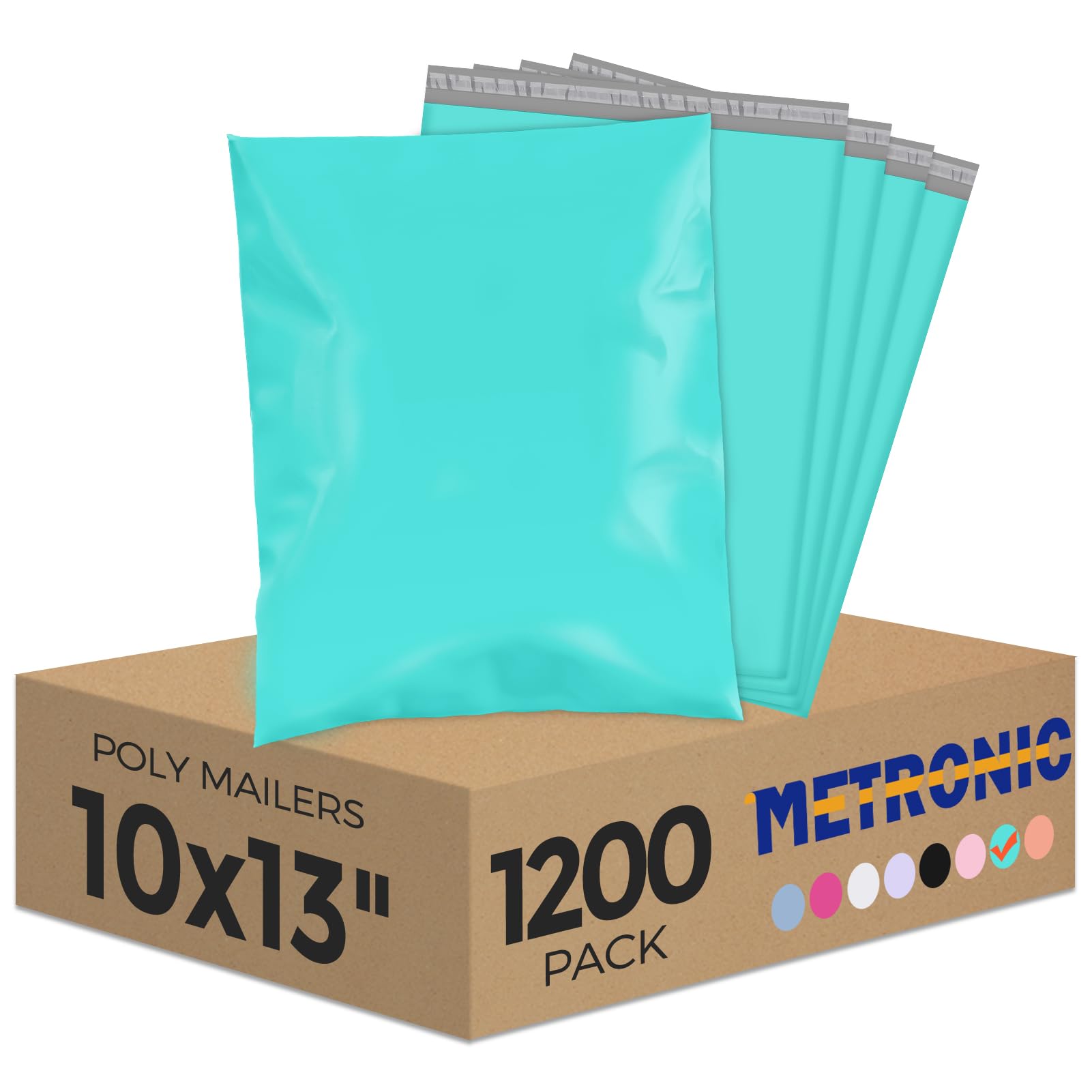 Metronic Poly Mailers 10X13 1200Pack, Strong Adhesive Shipping Bags for Clothing, Waterproof Shipping Envelopes Mailers Poly Bags for Small Businesses, Flexible Packages Bags Teal