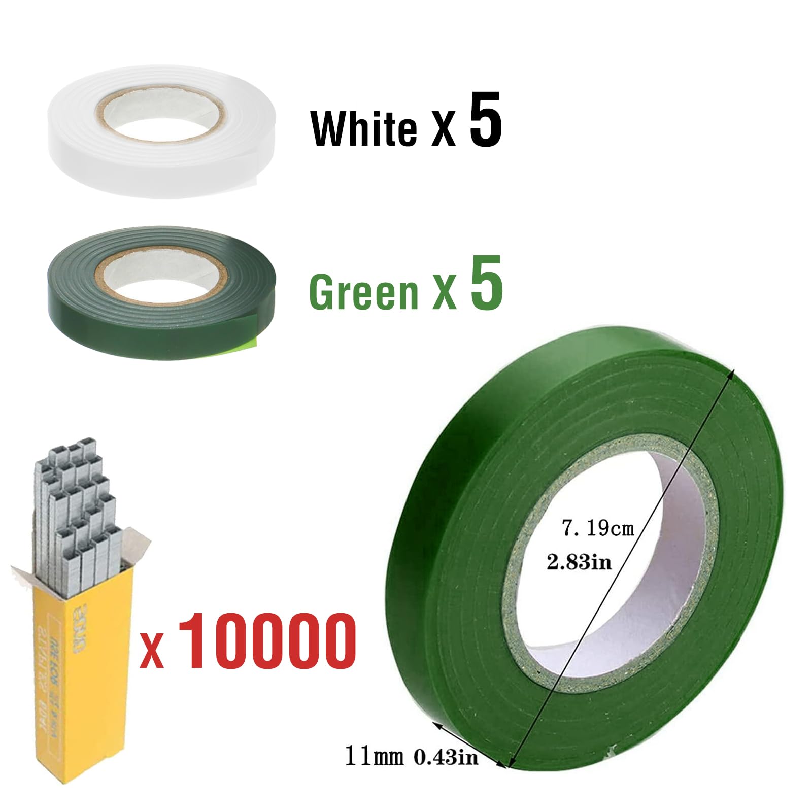 10 Rollos Maquina para Atar Plantas,para Maquina para Atar,Herramienta de Cinta de Jardín para Atar Ramas de Plantas, para Viñedo Pepino Fruta Flores Vegetales