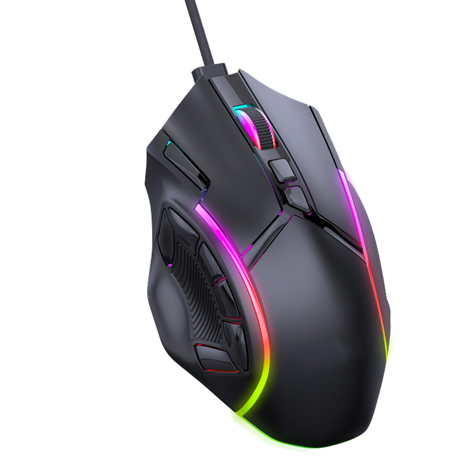Eujgoov Mouse Gaming RGB Cablato con 12 Tasti Macro 12800 DPI, Materiale ABS - Accessori per Computer