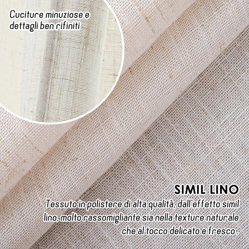 Girasole Home Coppia Tende Creta Semi Filtranti In Simil Lino Naturale 2 Pannelli Da 55X220Cm Con Tasca - 6