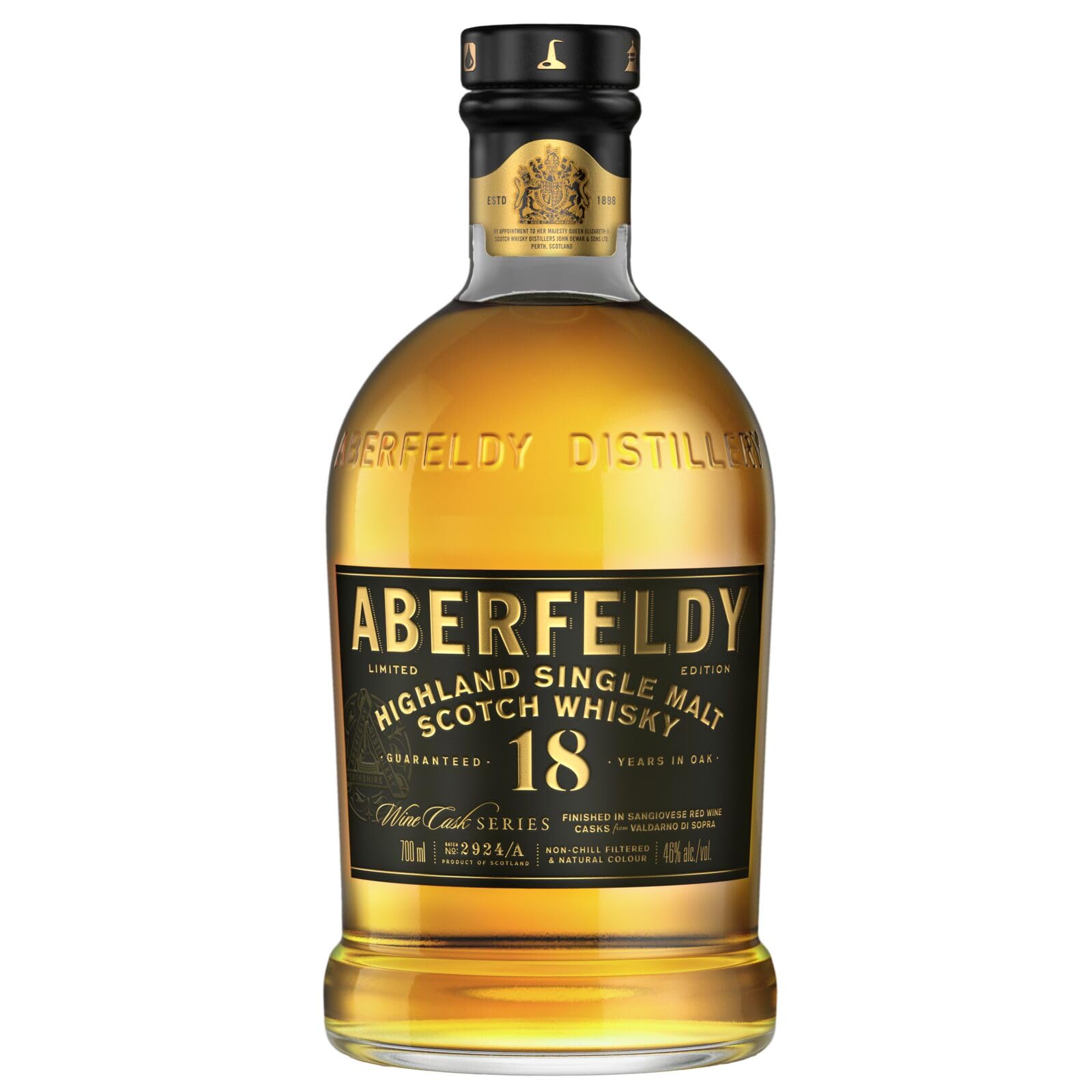 ABERFELDY 18 Jahre Single Malt Scotch Whisky, 700 ml / 70cl, 46% vol. – Sangiovese Red Wine Cask Finish – Limited Edition