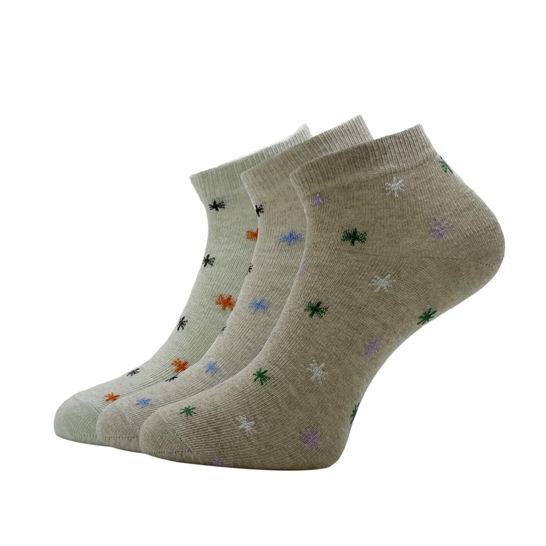 van heusen Women's Cotton Ankle Length Socks (Pack of 3) Ivory, Skin Melange, Light Brown Melange-picture-51
