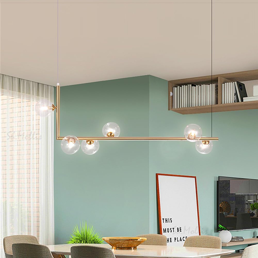 Retro Indoor Decoration Wabi Sabi Entryway Bubble Glass Linear Pendant Light Kitchen Island Black Long Industrial Farmhouse Ceiling Hanging Lamp Gold Mid Century Chandelier For Dining Room Restaurant