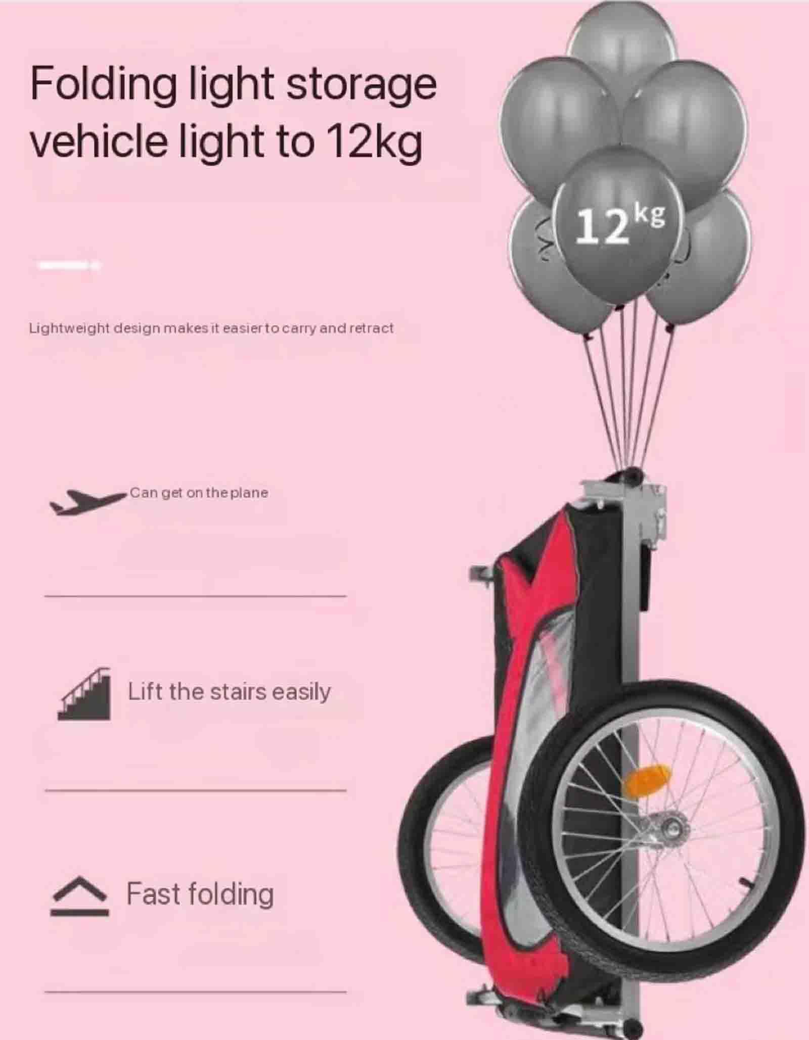 Rimorchio per bici per cani, trasportino per animali domestici, telaio per carrello pieghevole facile, ruota a sgancio rapido, attacco universale per bicicletta, trasportino per tettuccio 2 in 1 (F)