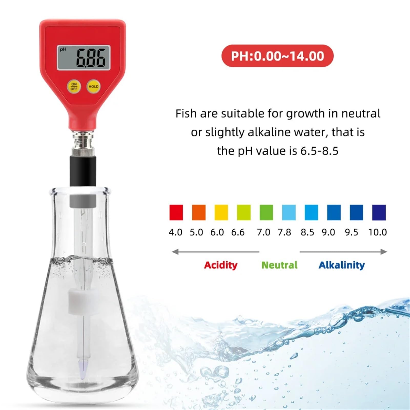 Misuratore PH digitale ATC PH Penna for test della frutta del suolo 0-14 Analizzatore PH Acquario Piscina Strumenti for l'analisi della qualità dell'acqua,Giardino,Prato,Interno,Uso esterno