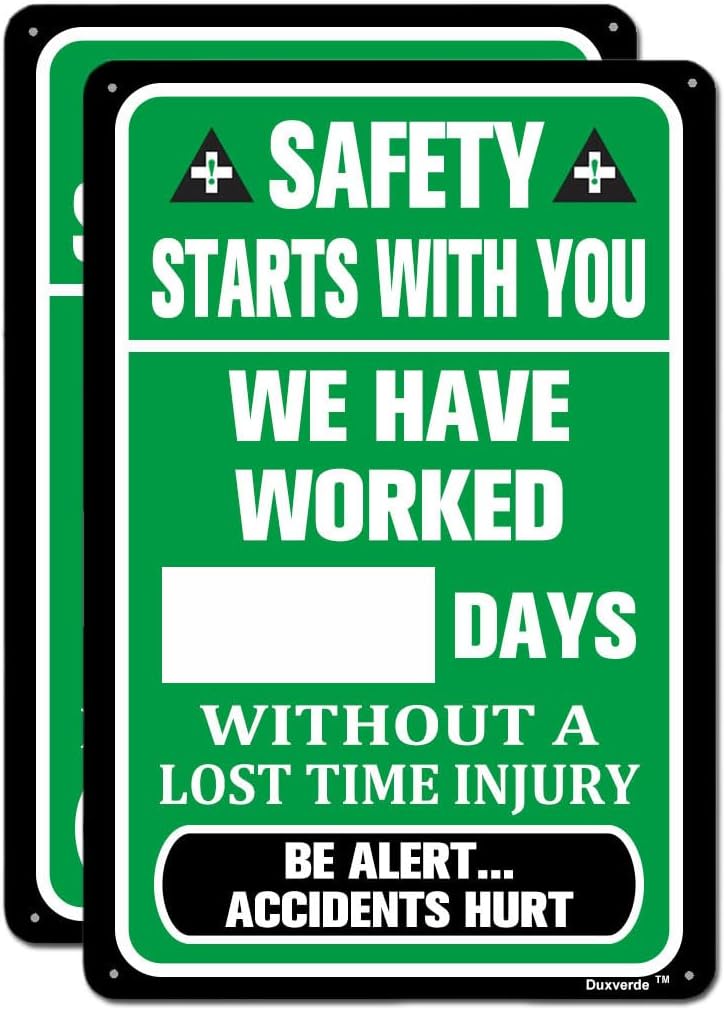 Write-A-Day Safety Scoreboard, Setting The Standard Sign, Without an Accident Safety Sign, 12"x16" Aluminum Sign for Construction Site (5 Pack)