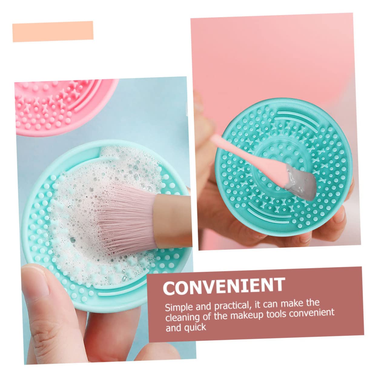 FRCOLOR 24pezzi Tappetini Silicone Per Pulizia Pennelli Trucco Strumento Maneggevole Per Lavare Accessori Cosmetici Per Ombretti e Sopracciglia