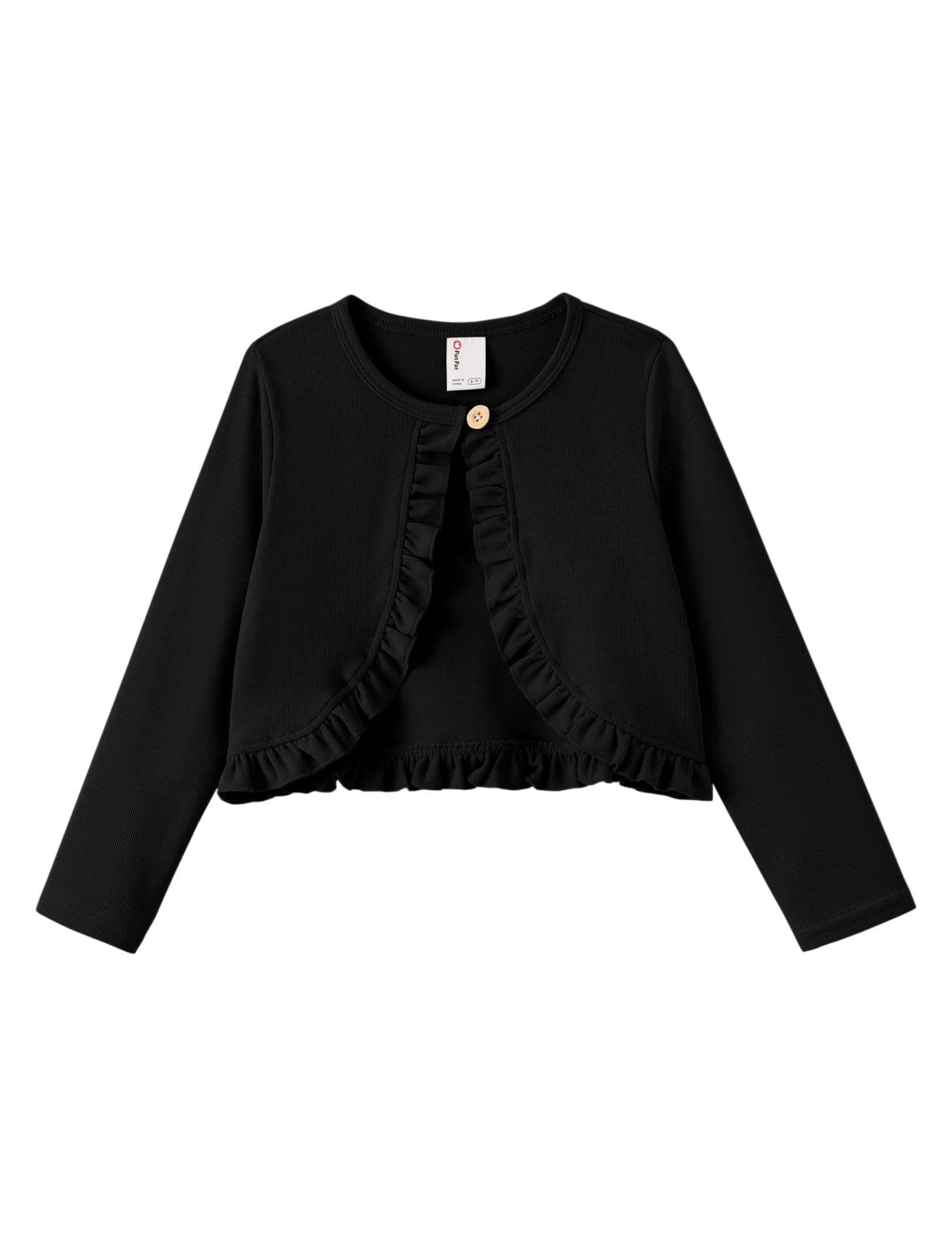 PATPAT Girls Cardigan Bolero Ruffle Open Front Button Cover Up Tops 4-12Y