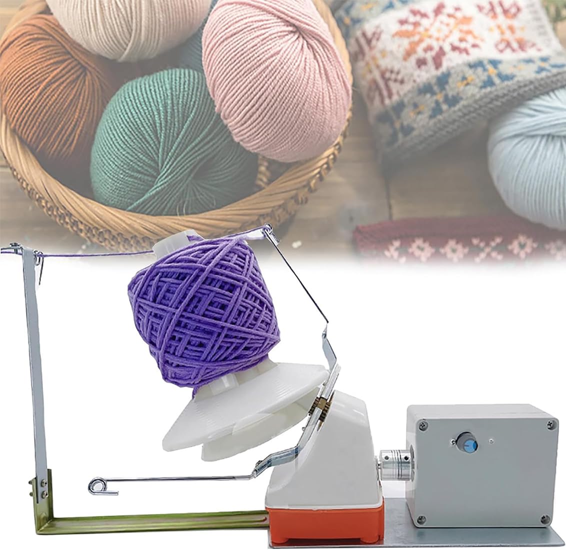Bobinadora de Bolas de Hilo eléctrico,Velocidad Ajustable,Capacidad máxima 500 g,Combinación de Hilo Multicapa,para Bola de Hilo de Engranaje de Fibra metálica/Lana/Nylon