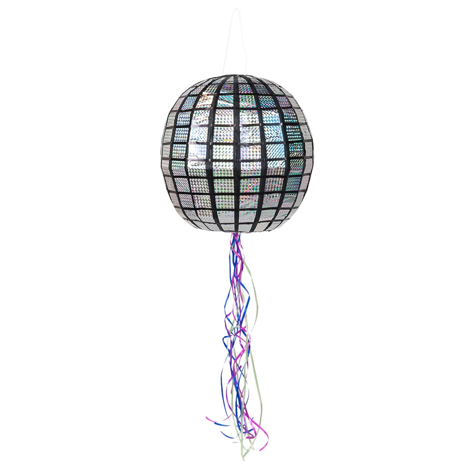 Boland 30948 - Pull Pinata Disco Ball, Diameter 30 cm, 20 Pull Ribbons, for Filling, Party Game, Children's Birthday, Birthday Games, Gift, Gift Idea, Surprise, Multicoloured