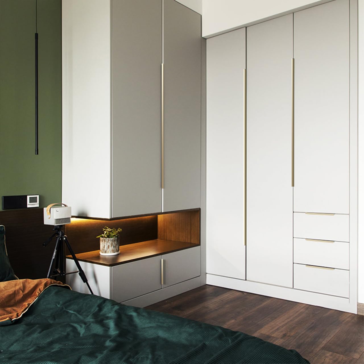 Tiradores Ocultos Aleación de Aluminio Manijas Para Muebles Armarios Cajones Tiradores Cocina Manijas Pomos de Puerta 2 Piezas (Oro Cepillado,Length 1200mm)